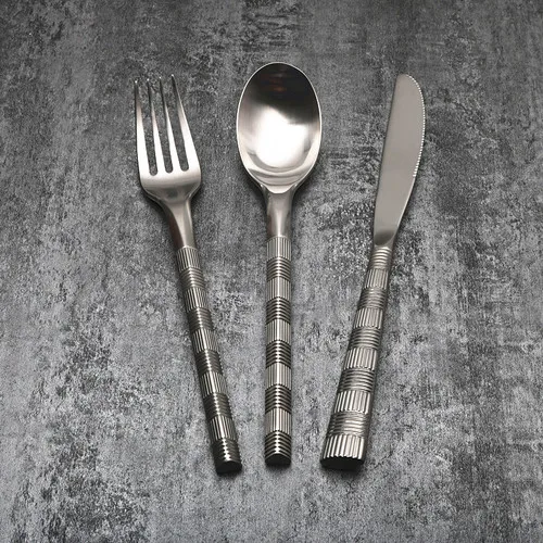 Набор столовых приборов из нержавеющей стали, благородный нож для стейка и вилка, ложка, набор, полный набор Западной посуды, три комплекта, толстые вечерние F6K - Цвет: 3 piece