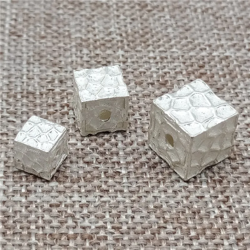 

4pcs of 925 Sterling Silver Cube Beads for Bracelet Necklace Square Spacers 6mm 8mm 9.5mm