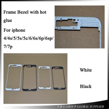 100 шт./лот спереди ЖК-дисплей рамка с горячего расплава клея для iPhone 4/4S/5/5S/6/6 p/6s/6s p/7/7 p Экран Дисплей корпус фары с выемкой посередине