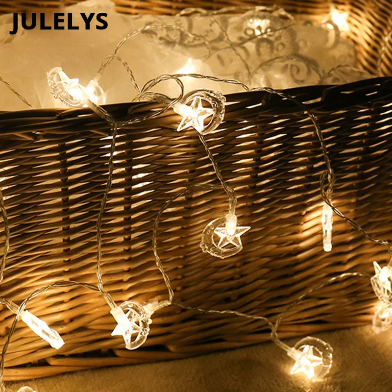 

JULELYS 7.5M 50 Bulbs Battery Powered LED Garland String Lights Gerlyanda Christmas Lights Decoration For Holiday Party Wedding