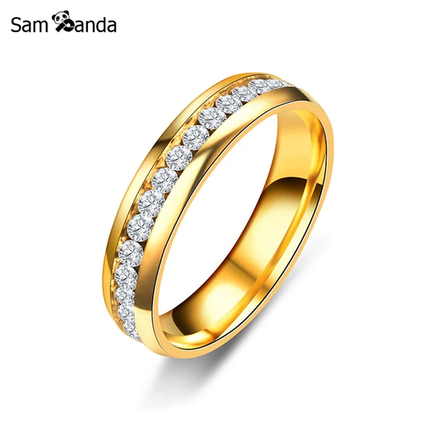 New Gold Colour 316L Stainless Steel Ring Titanium Steel Engagement Wedding Ring New Gold Colour 316L Stainless Steel Ring Titanium Steel Engagement Wedding Ring