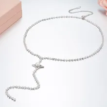 SLJELY Fine Designer 925 srebro cyrkonia pełna gwiazda długi naszyjnik z łańcuszkiem z perłą kobiety Party Choker biżuteria