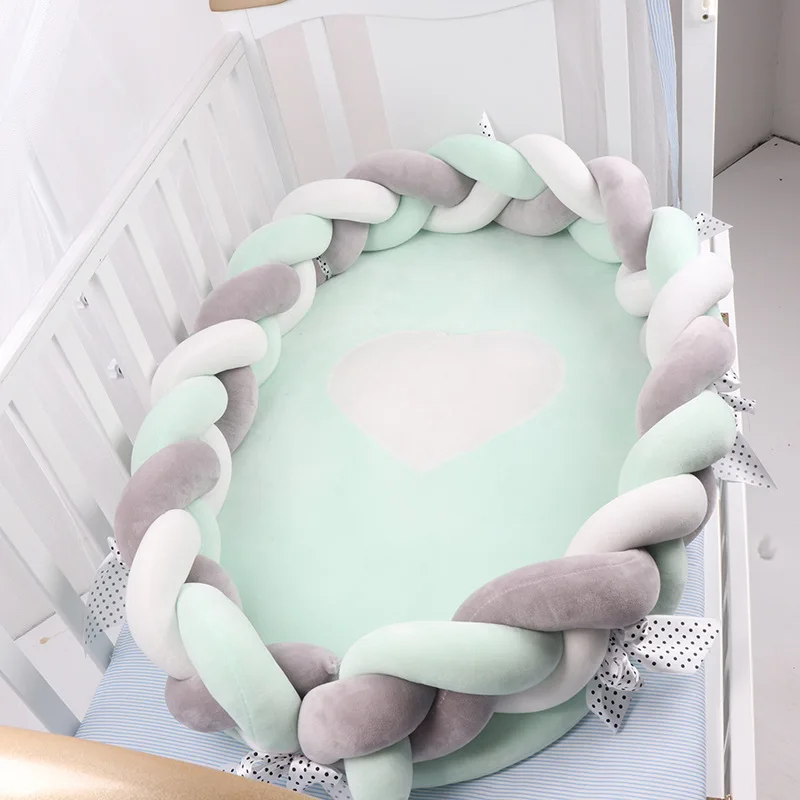 80*50cm Baby Nest Bed Portable Crib Travel Bed Infant Toddler Cotton Cradle for Newborn Baby Bassinet Bumper - Цвет: Фиолетовый