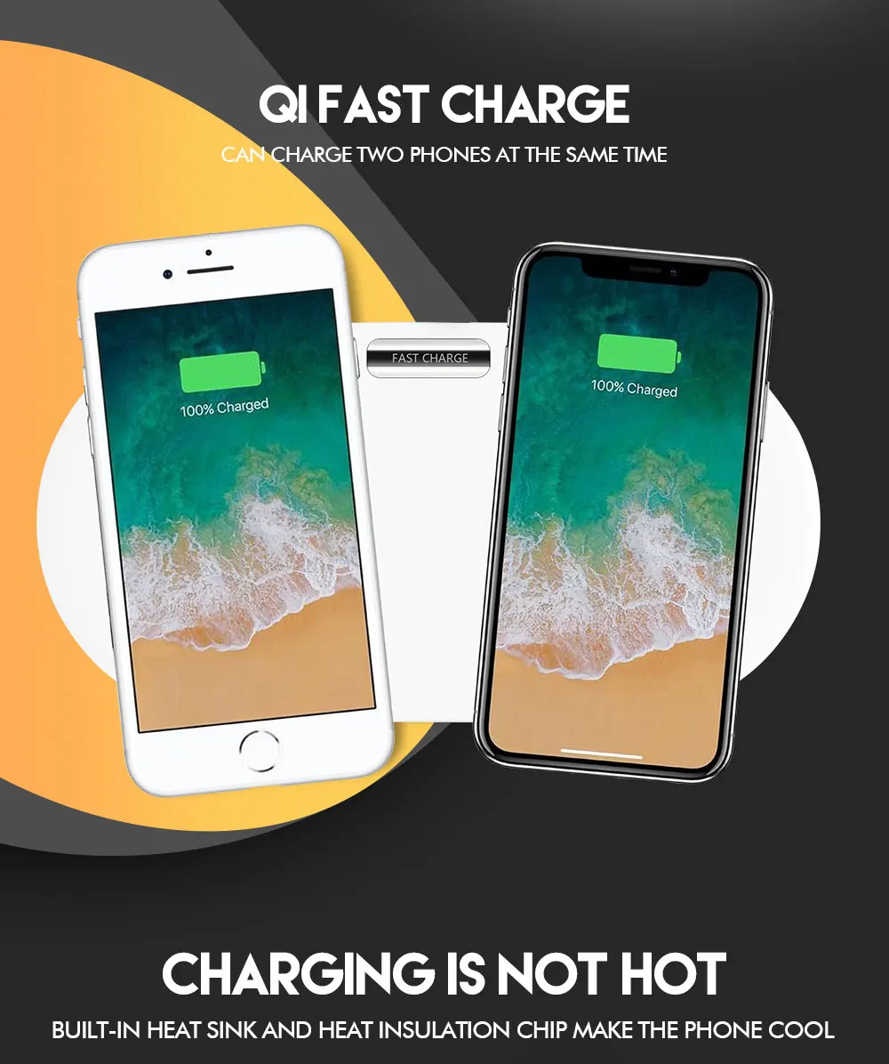 Ascromy Wireless Charger Station Pad for Apple iPhone X 8 Plus iPhone8 10 Samsung Galaxy S8 S9 Plus Double Wireless QI Charging (3)