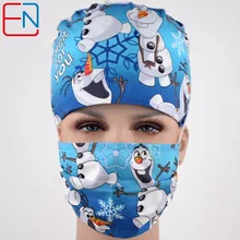 Hennar хлопок хирургические шапки маски унисекс синий розовый принт медицинские хирургические шапки хлопок больница шляпа медсестры для мужчин и женщин медицинская маска