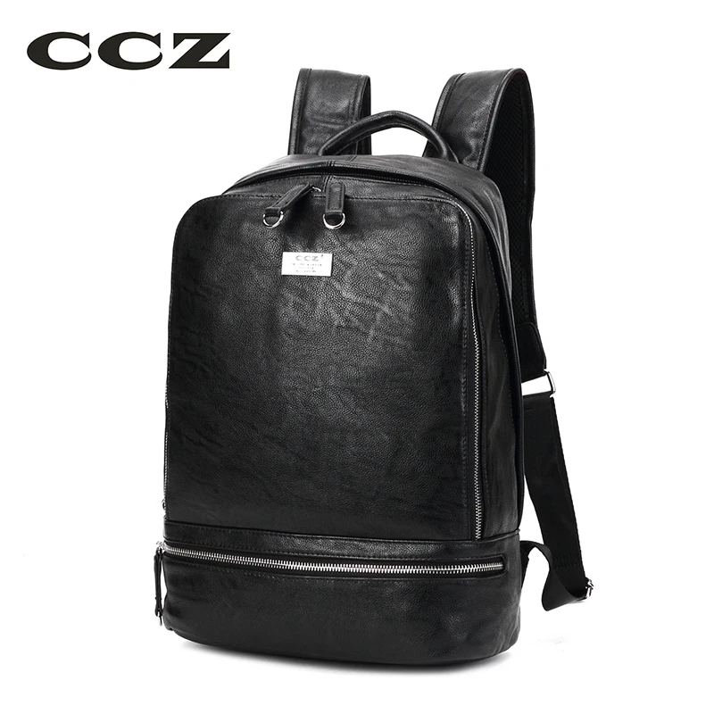 

CCZ New Arrival Fashion Backpack PU Leather Schoolbag For Women Men Rucksack 14 Inch Laptop Computer Backpack Backbag BK8026