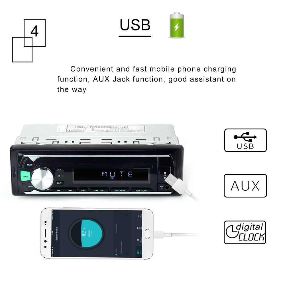 Bluetooth Авторадио 1 din автомагнитола 12 в автомобильный стерео usb аудио mp3 рекордер fm sd aux вход oto teypleri Автомагнитола Автомобильный плеер