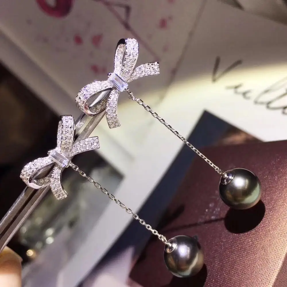 

BOW KNOT 925 Sterling Silver Earrings Component Findings Settings Mountings Parts Mounts for Pearl Jade Corals Stones Beads