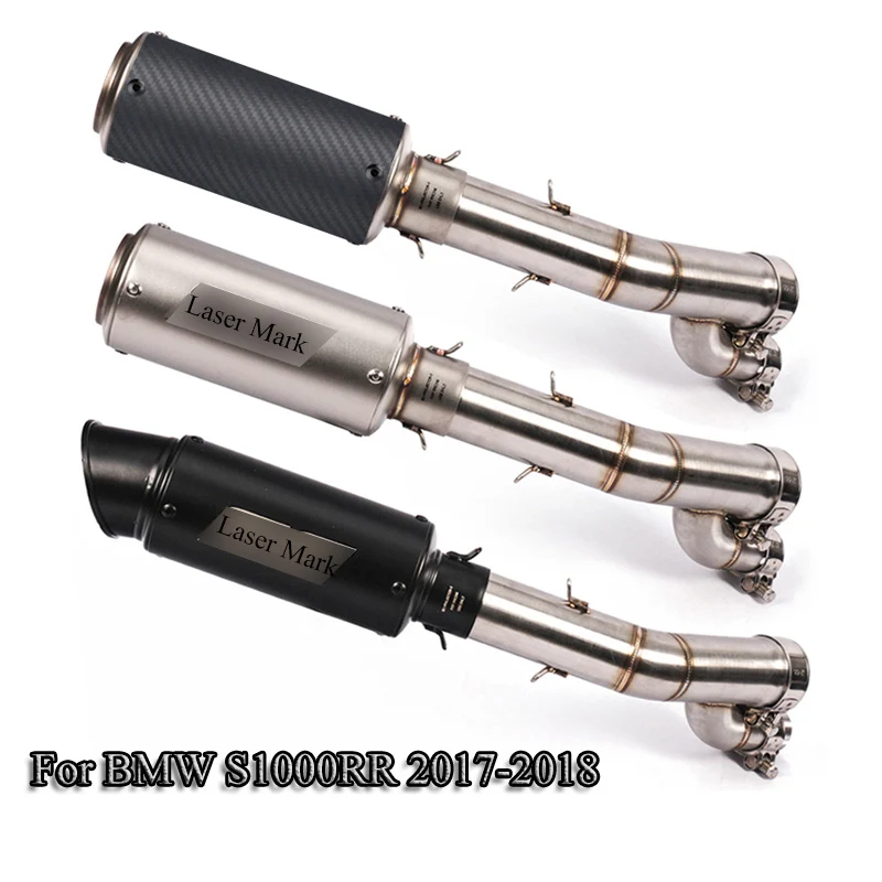 

Slip On 51mm Motorcycle Exhaust Muffler Tip Mid Link Pipe No DB Killer For BMW S1000RR 2017 2018 Pit Bike Moto Escape Modified