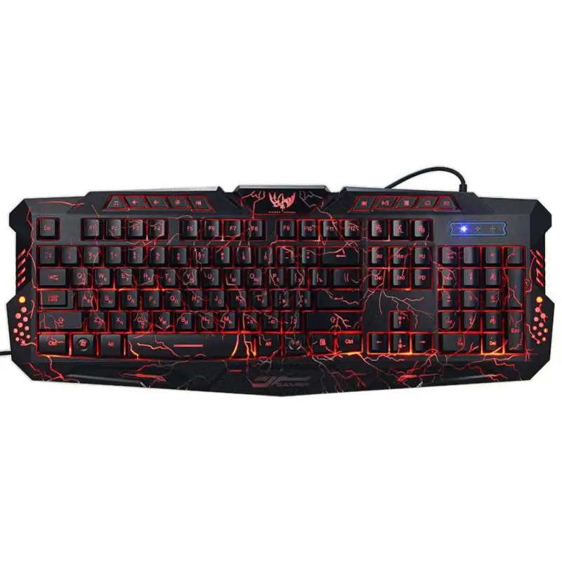 

A878 Russian/English Version Wired USB Keyboard 3-Color Switchable Back light 114-Key Fingerboard For Game & Office & Computer