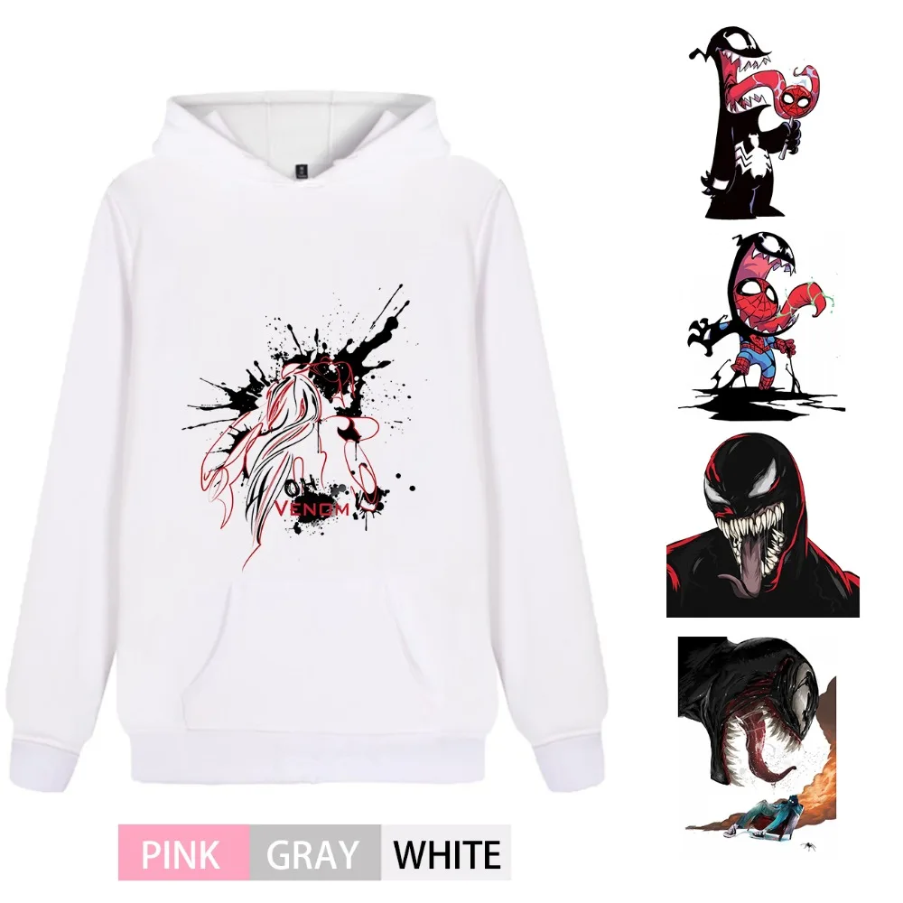 

Marvel Avengers Hero Venom Printed Fashion Cartoon Trendy Fleecy Hoodie Kangaroo Pocket Leisure Teen Pullover A193291