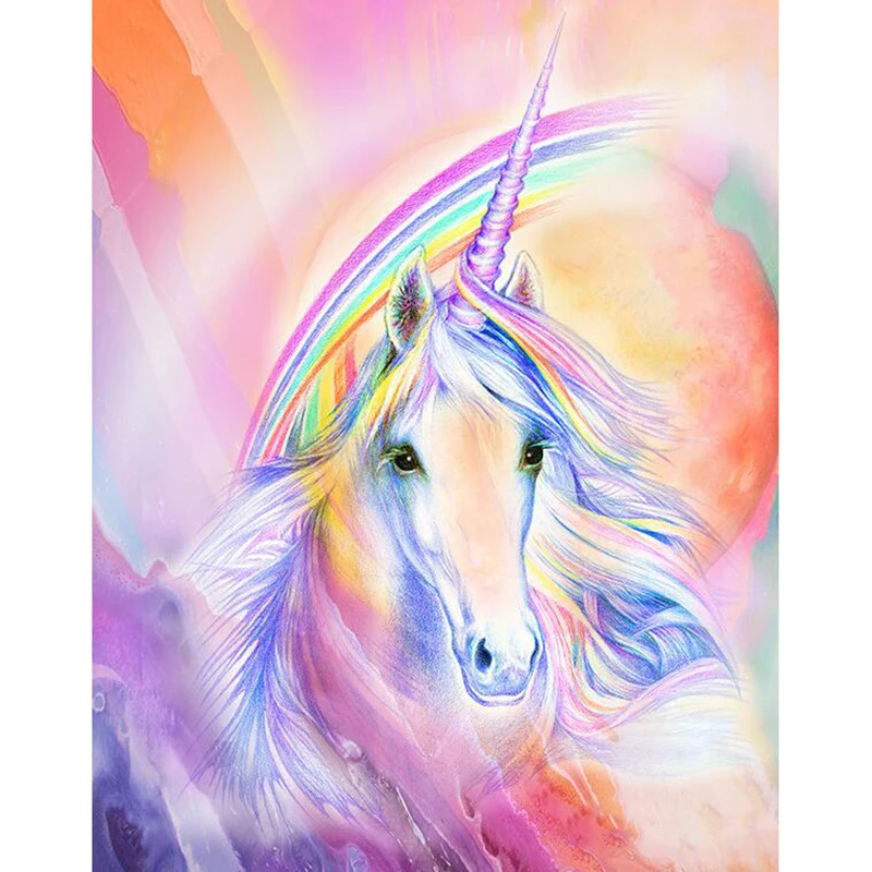 

5D DIY Diamond embroidery Rainbow horse full Square/Round diamond Painting Cross Stitch Rhinestone Mosaic decoration gift H788