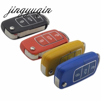 Keyforkess 10 pz/lotto Flip pieghevole chiave dell'automobile Shell per Volkswagen VW Jetta Golf Passat Beetle Polo Bora 3 pulsanti telecomando Fob Case