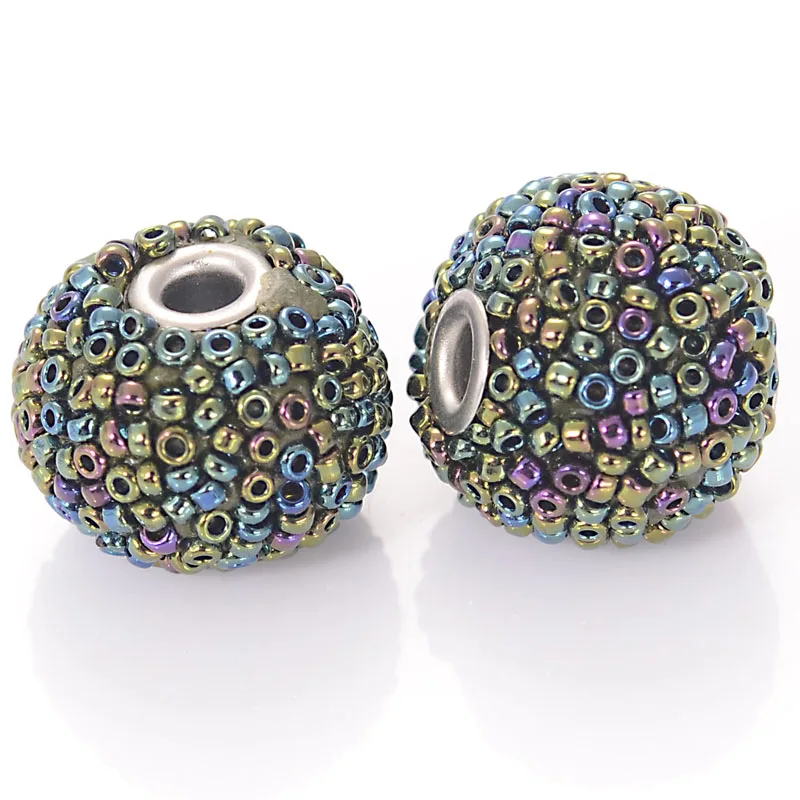 

5pcs Handmade Indonesia Loose Elegant Jewelry Making Bracelet Bijoux Spacer Beads Rhinestones Alloy Antique Silver Metal Color