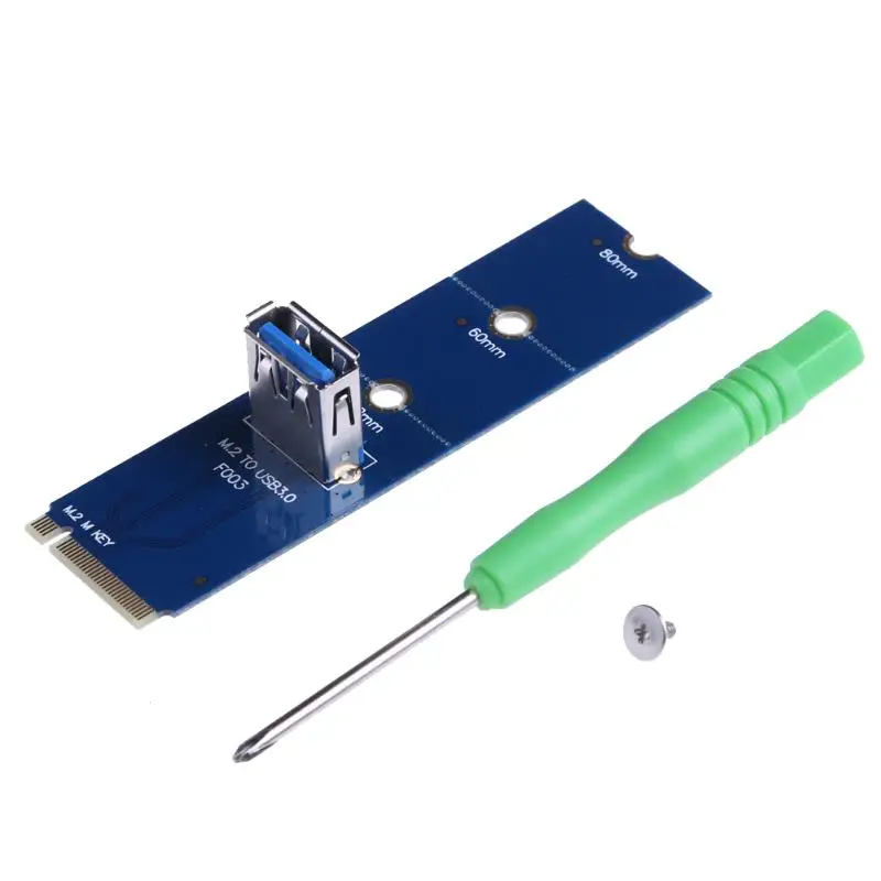 buy NGFF M.2 Slot To USB3.0 PCI-E Riser Card M2 Slot Extender Adapter for 2242/2260/2280 NGFF SSD For BTC/ETH Mining