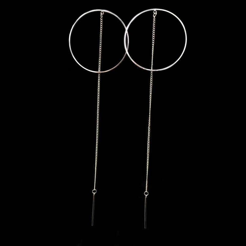 MANILAI Fashion Long Chain Tassel Earrings For Women Accessories Circle Big Dangle Earrings Statement Jewelry Bijoux Brincos