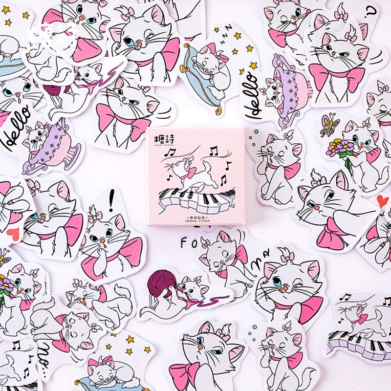 

Maiden Cat Music Bullet Journal Decorative Stickers Adhesive Stationery Stickers DIY Decoration Diary Stickers 45pcs/box Package