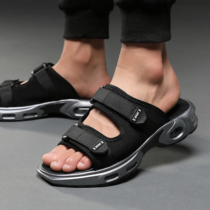 

Air cushion slippers Men magic stick slippper canvas scuffs Man hook&loop slippers outside Vietnam slipper zy395