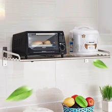 304 Stainless Steel Kitchen Storage Racks Wall-Mounted Multifunctional Microwave Oven Shelf Kitchen Accessories Racks