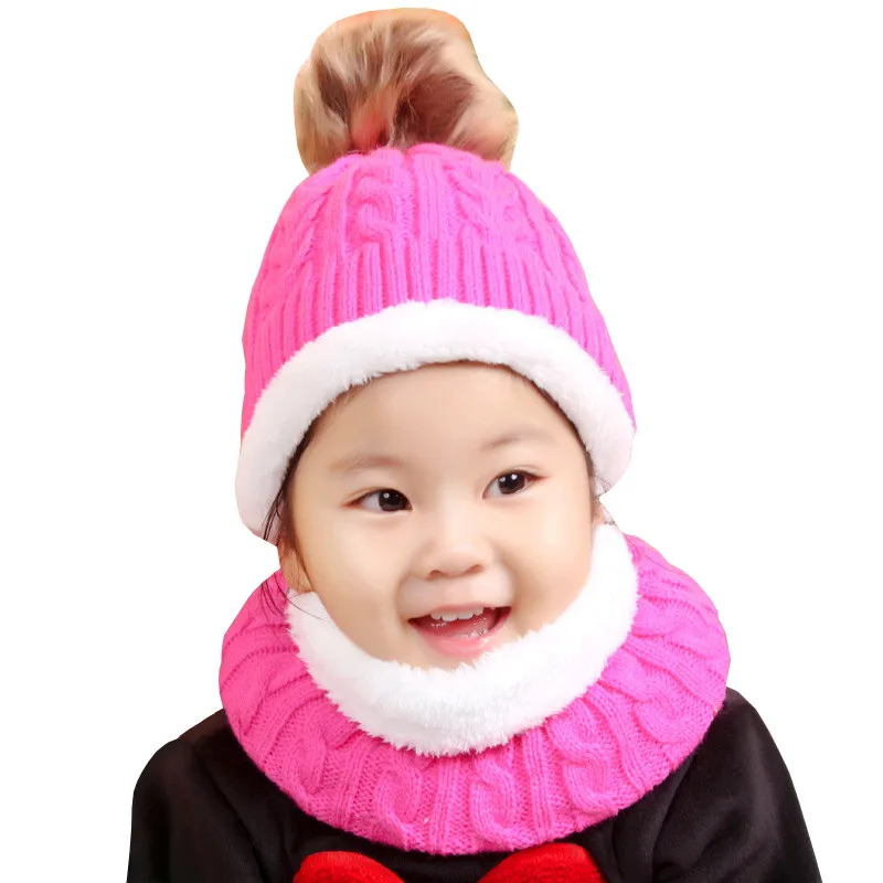 Новые модные детские шапки для девочек, детская шапка для мальчиков, бархатная осенне-зимняя шапка для девочек с помпоном, набор из шапки и шарфа