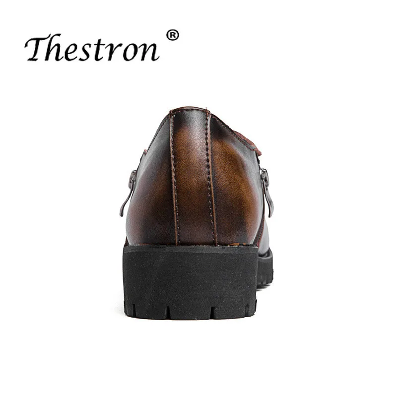 Ifrich Men Zip Shoes Luxury Brand Man Martins Shoes Leather Designer Sneakers For Mens Brown Retro Young Handmade Leather Shoes