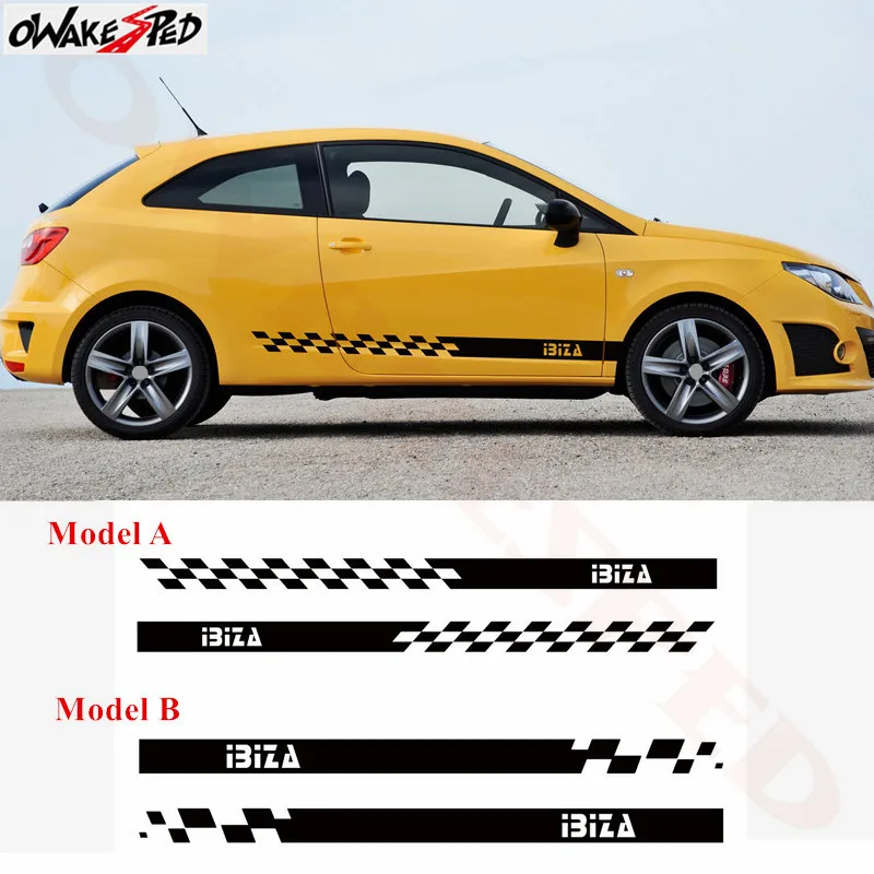 

Car Body Decor Sticker Lattice Stripes Graphics Vinyl Decal Auto Both Side Skirt Decor Sticker For Seat IBIZA 2009-2018