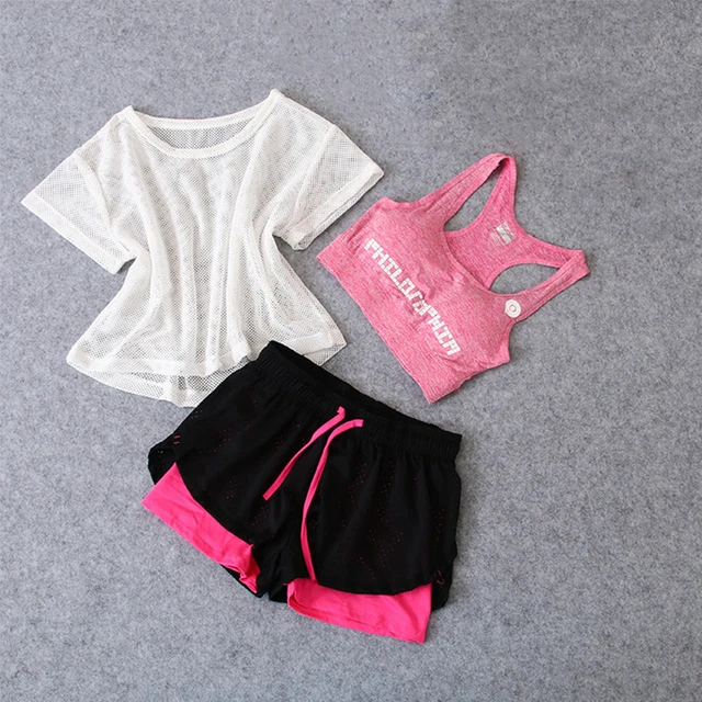 US $5.87 3Pcs Women Yoga Sets Sports Outfit Gym Wear Running Clothing Tracksuit Sportswear Jumpsuits Fitness