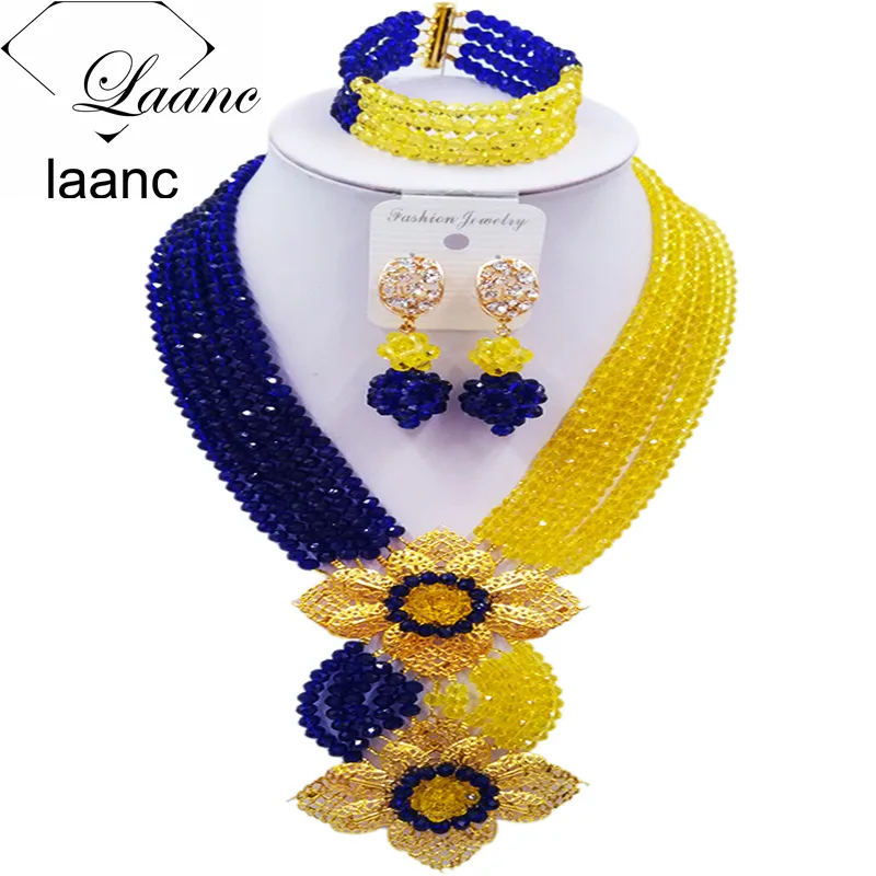 Laanc moda azul royal champange ouro nigeriano