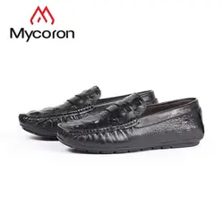 MYCORON/2018 Роскошная модная мужская обувь наивысшего качества, мужские ботинки из крокодиловой кожи, Мужская обувь из натуральной кожи, Sapatenis