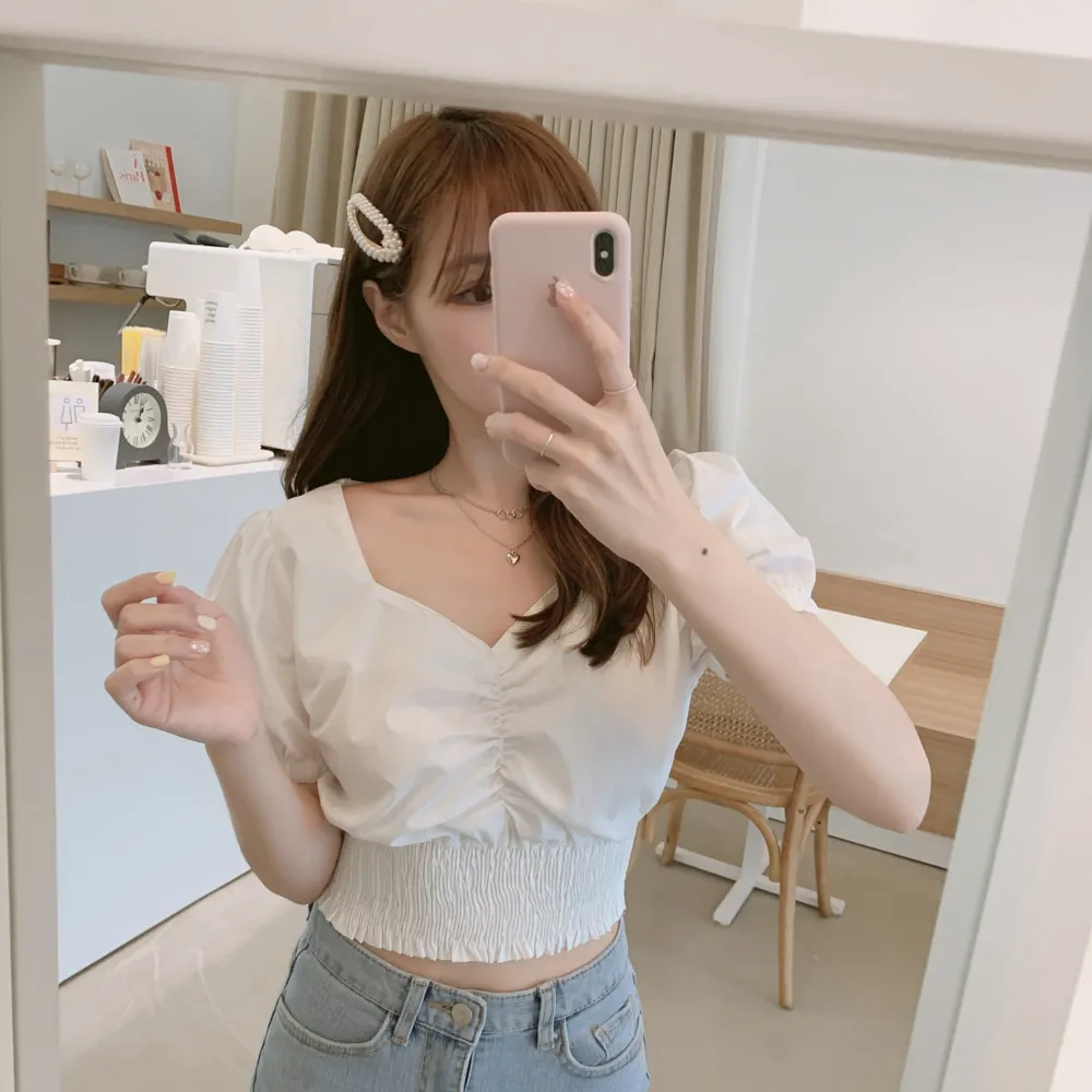 

v neck sexy top crop Shirt Summer White Blouses Women Tops femme Casual Women short sleeve Girls Blouse Cotton Plus Size