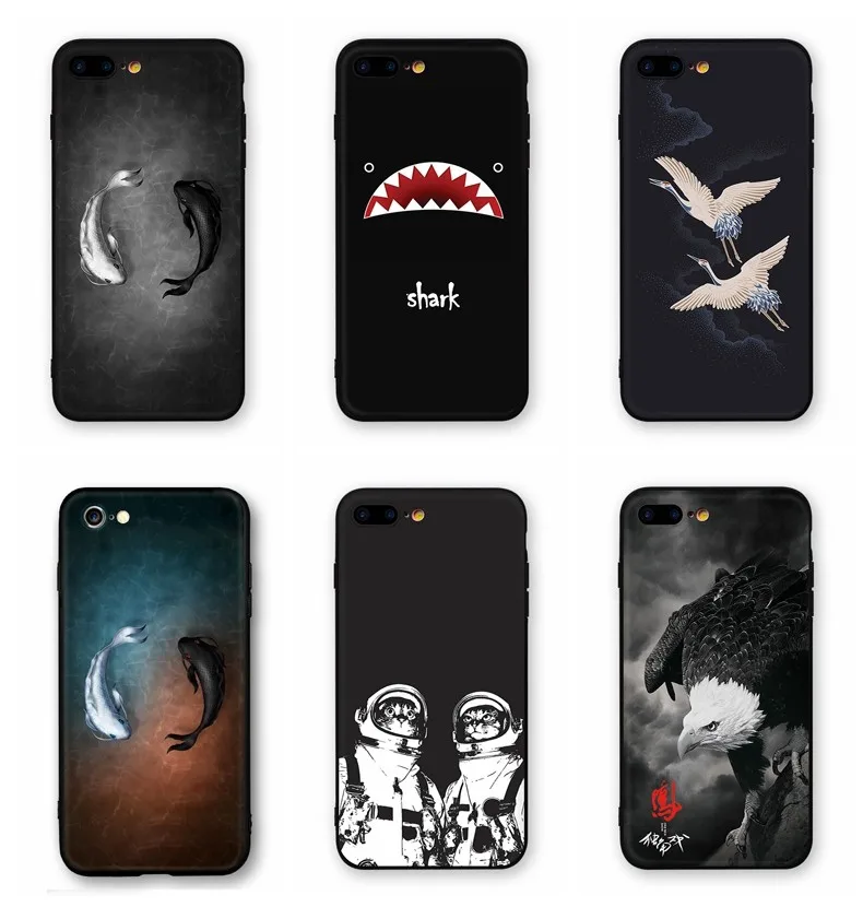 2018 Newest Fish Shark Eagle Cat Bottle Bird soft Silicone TPU phone case for iPhone 8 7 6 6S Plus X XS MAX XR 10 5S Coque Shell |