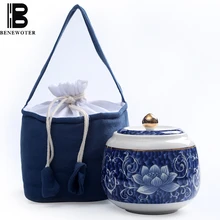 Цзиндэчжэнь голубой и белый фарфор Чайный набор кунг-фу чай керамиковая чайница контейнеры для чая герметичный канистра для хранения кухонные аксессуары Декор