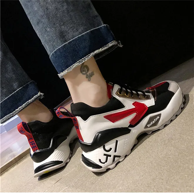 Sneakers Women Running Shoes Increasing 6CM INS Ulzza Harajuku Sneakers Cushioning Height Platform Breathable Sports Walking (20)