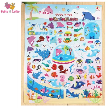 

2 big sheets cartoon Sea park zoo dolphin whale fish 3D foam stickers party supplies decoration gift children game toys boy girl