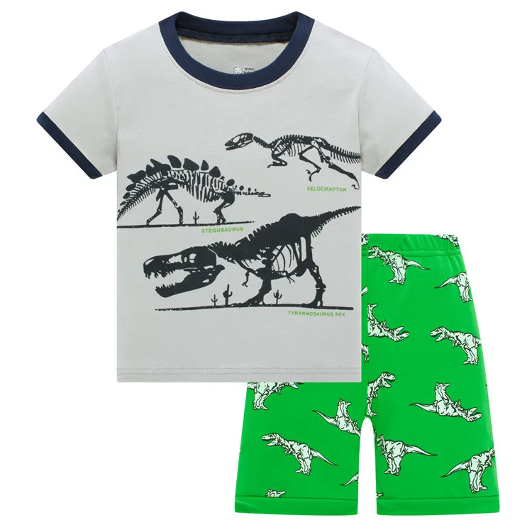 Retail! Brand Summer Kids Boys Whale Print Pajamas Short Sleeve Set Cartoon Pijamas Sleepwear Toddler Pyjamas Clothing - Цвет: 25