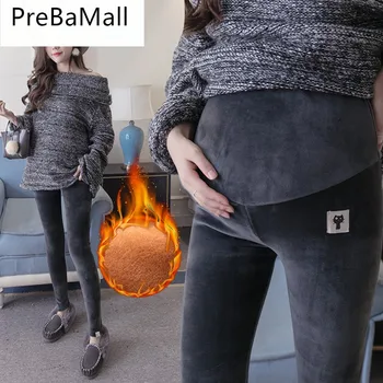 

Velvet Maternity Leggings Pants For Pregnant Women Warm Winter Maternity Clothes Thickening Pregnancy Trousers Clothing B0509