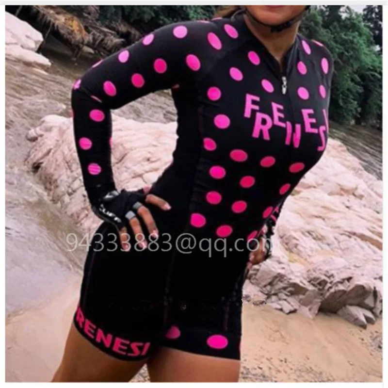 FRENESI Classic wave point women cycling skinsuit high quality swimwear skating bike sports triathlon suit ropa ciclismo mujer
