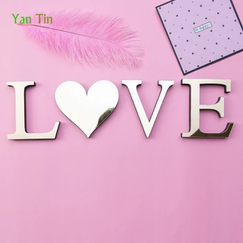 

Customized Words 3D Gold English Letters Acrylic Mirror Surface Wall Stickes Wedding Party Alphabet DIY EVA Foam Art Wall Decals