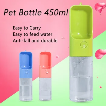 

Pet Water Bottle Outdoor Dog Water Drinker Big Dog Cat Kitten Transparent PC Type Automatic Drinking Cup 3Colors 450ml Clean