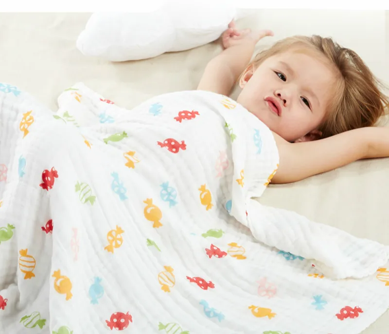 

Hot Selling Thicker 6 Layer Cotton Blanket Newborn Child Blanket For 0-4 Years Old Baby Use 105*105cm Baby Blanket