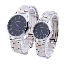 Moda Hombre Mujer Pareja Relojes de Plata del Acero Inoxidable de Cuarzo Analógico Reloj de Pulsera Reloj de Los Hombres de Las Mujeres Del Reloj de Números Romanos