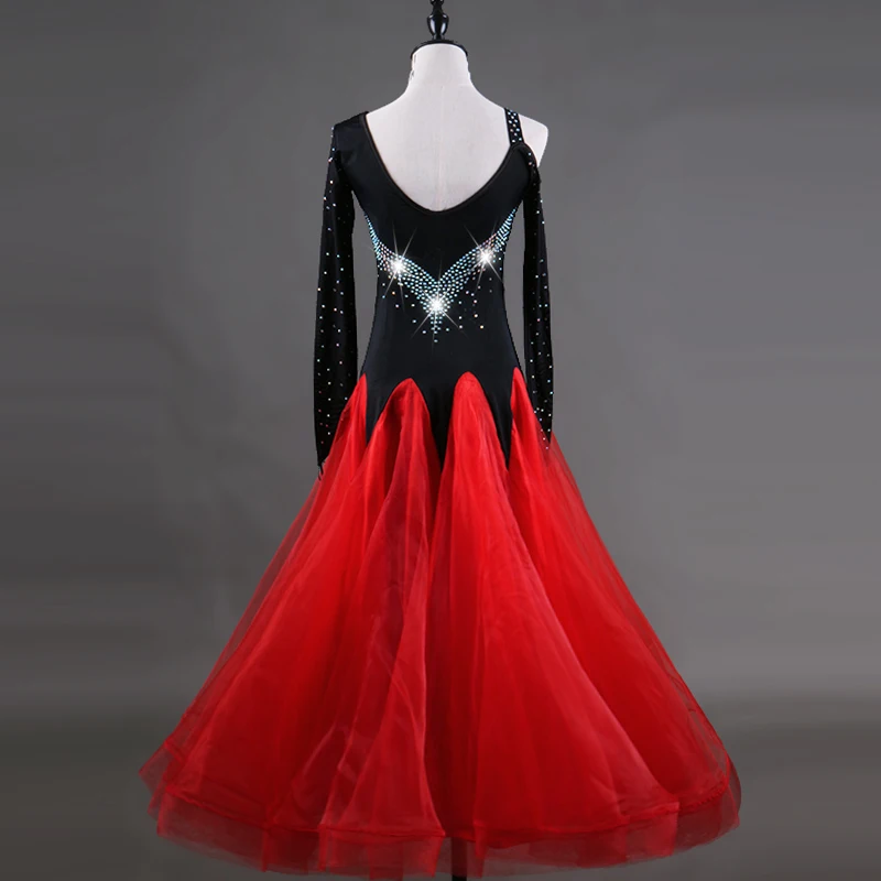 Красный фламенко женские современное бальное танцевальное соревнование платья для взрослых женщин девочек детей Стандартный Венский вальс дамы