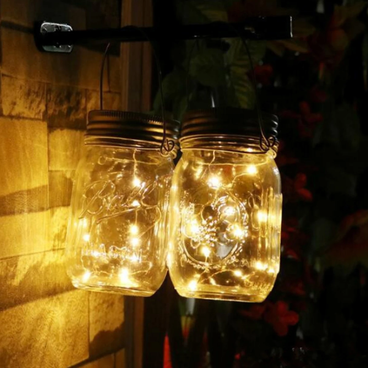 1 м 10LED фея света Солнечный Mason Jar крышкой огни Цвет Изменение садовый Декор без бутылки теплый белый