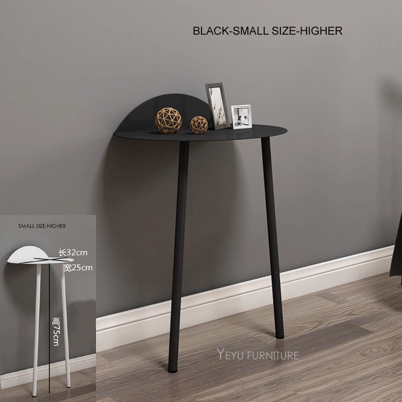 Black Small Higher Модный современный дизайн стены против бокового стола, гостиная Лофт стиль металла 2 Ноги Стены против моды конец стол ворота 1 шт - Цвет: Black Small Higher