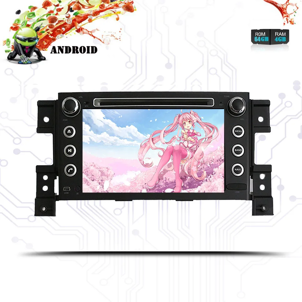 Top Android 9.0 4+64G Octa Core Car DVD player for Suzuki Grand Vitara 2006-2013 Wifi 3/4G GPS BT Radio 4GB RAM Navigation Head Unit 1