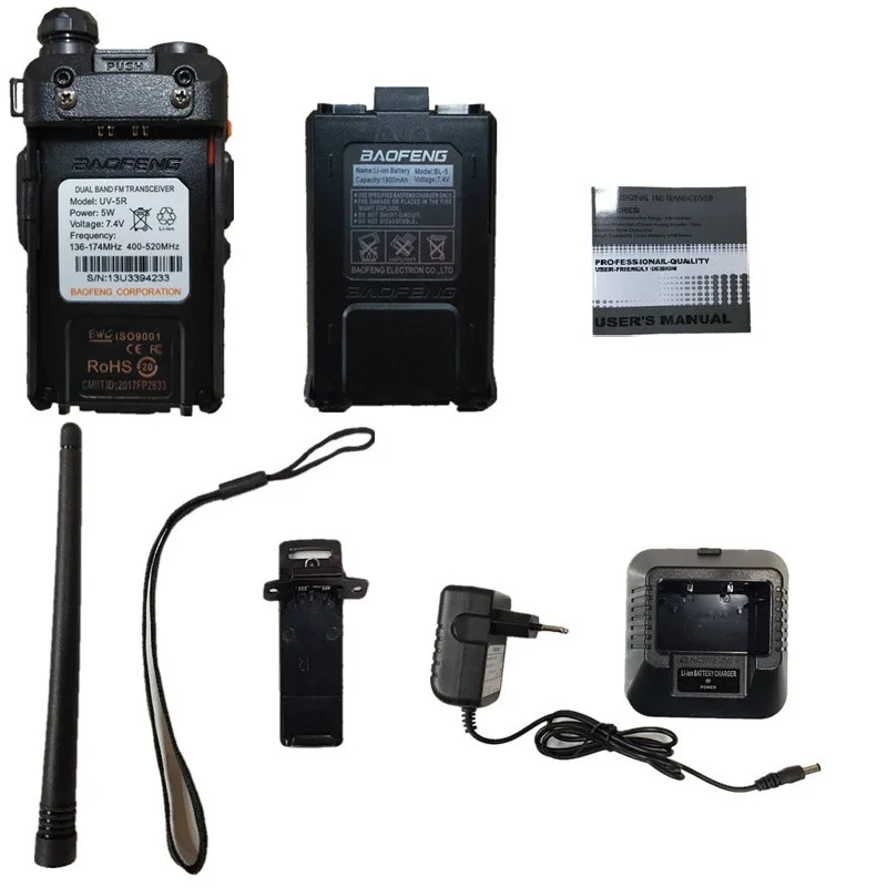 1PC Baofeng UV-5R Walkie Talkie UHF VHF Portable CB Ham Radio Station Amateur Police Scanner Radio Intercome HF Transceiver UV5R