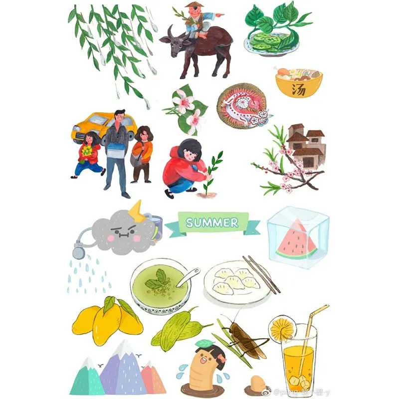 

2 pcs/lot Spring Village Life Decor Scrapbook Bullet Journal Stationery Stickers Planner Poster Post It Patchwork Craft Supplies