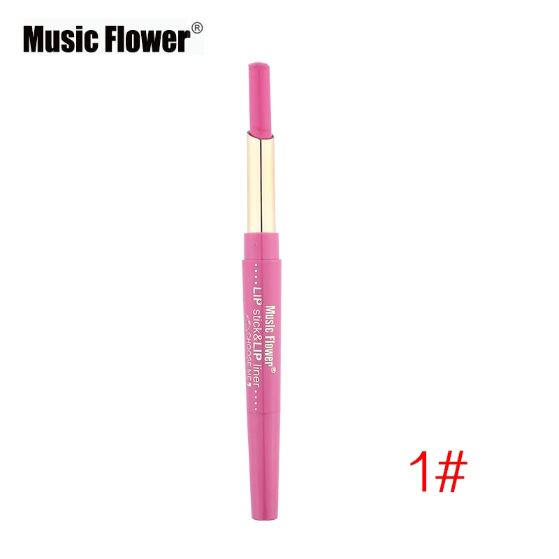 Music Flower 2 In1 губная помада+ подводка для губ, 12 Цвет, набор для макияжа, бархатный матовый блеск для губ палка Краски пигмент телесного цвета Водонепроницаемый брендовая косметика