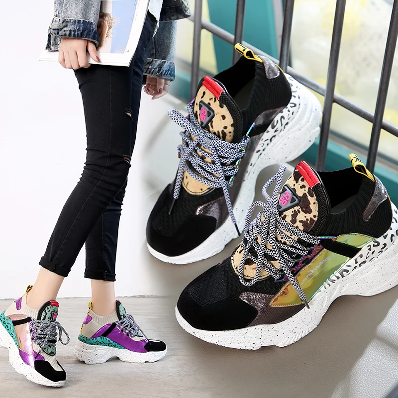 

Plus size 35-42 Genuine leather flats women sneakers lace up sock casual shoes round toe platform sneakers ladies shoes