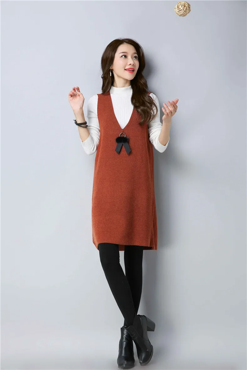 XJXKS модный весенний пуловер длинные свитера с металлическим v-образным вырезом высокого качества без рукавов сплошной цвет женский свитер